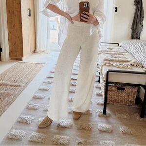 ZARA Cream High Rise Linen Knit Pants